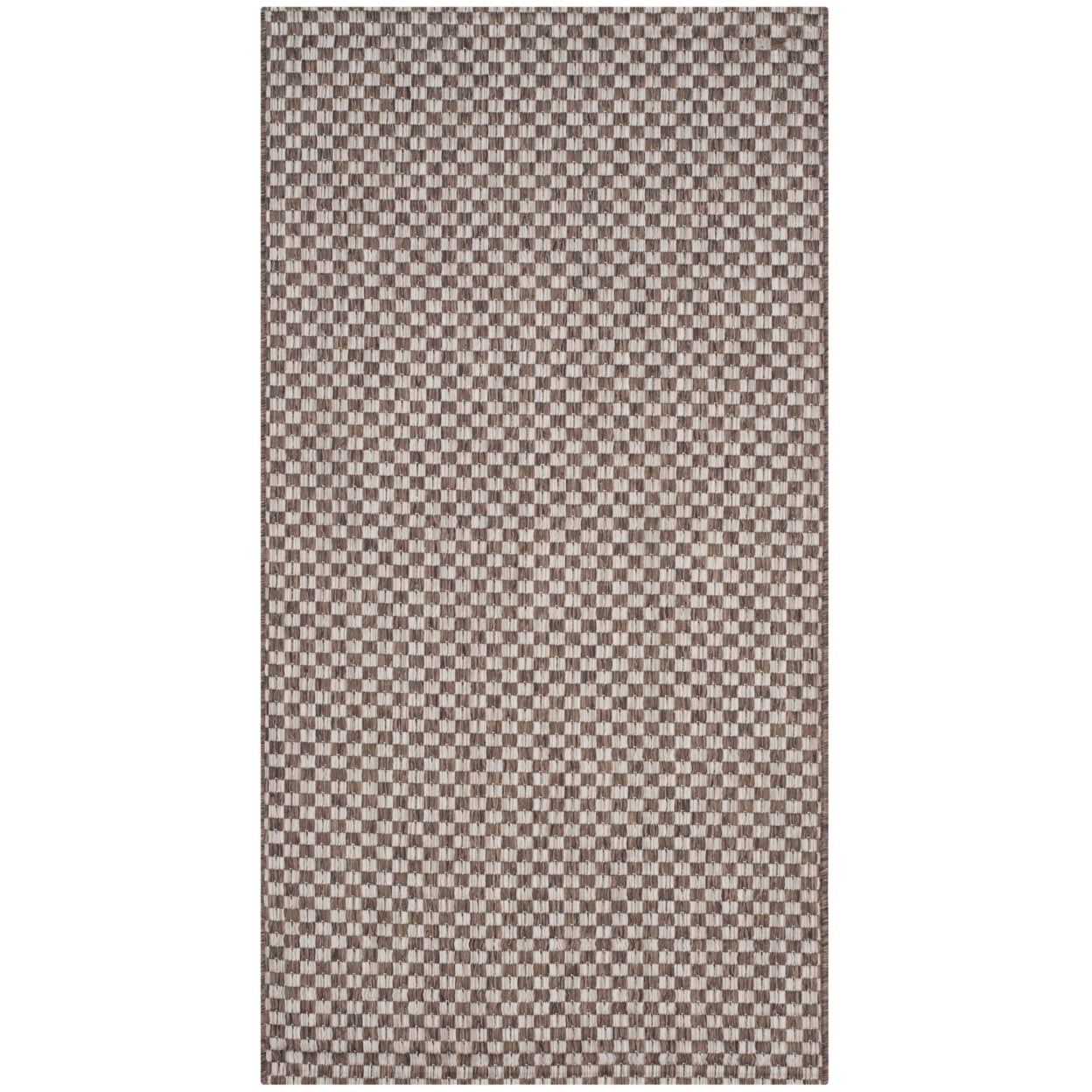 Light Brown and Grey Rectangular Synthetic Washable Rug