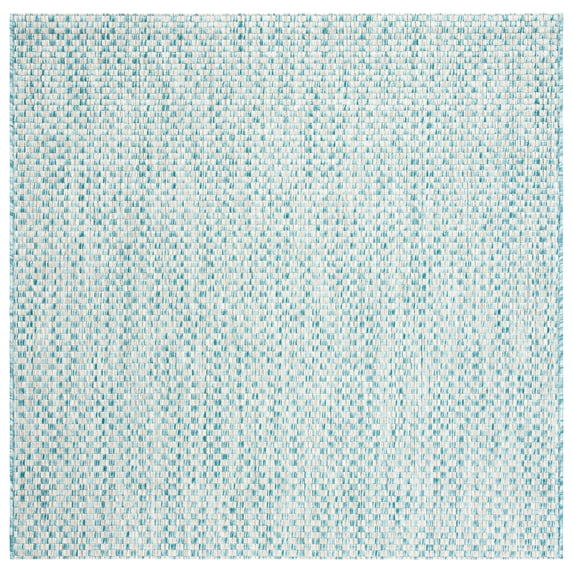 Safavieh Courtyard Blair Checkered Indoor/Outdoor Area Rug, Light Blue/Light Gray, 5'3" x 5'3" Square
