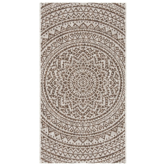 SAFAVIEH Outdoor CY8734-36312 Courtyard Lt Beige / Lt Brown Rug