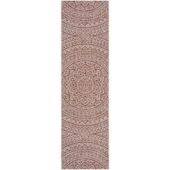 SAFAVIEH Outdoor CY8734-36512 Courtyard Lt Beige / Terracotta Rug