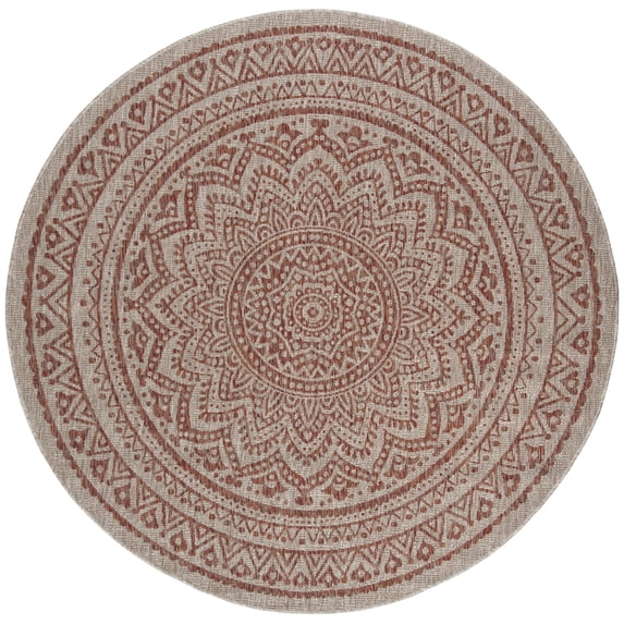 SAFAVIEH Outdoor CY8734-36512 Courtyard Lt Beige / Terracotta Rug