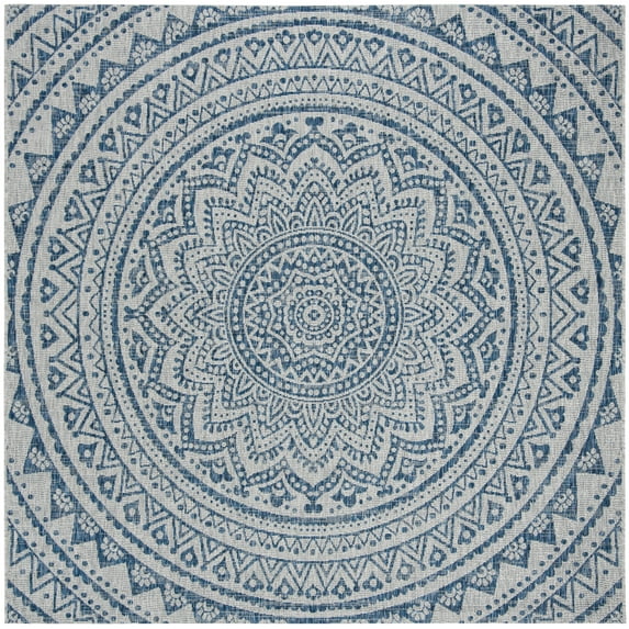 SAFAVIEH Outdoor CY8734-36812 Courtyard Light Grey / Blue Rug