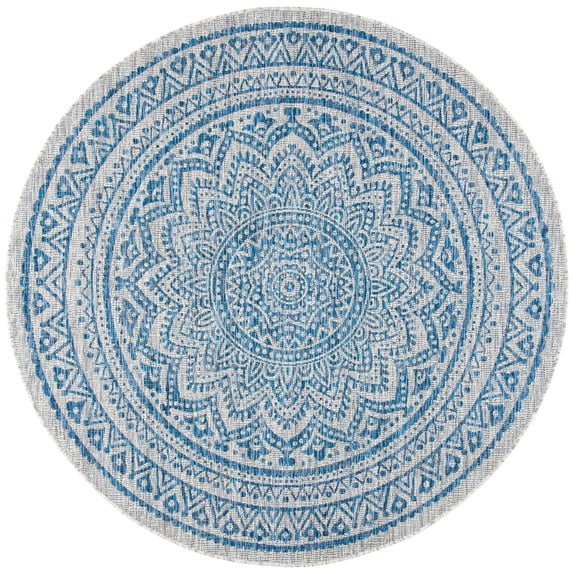 SAFAVIEH Outdoor CY8734-36812 Courtyard Light Grey / Blue Rug