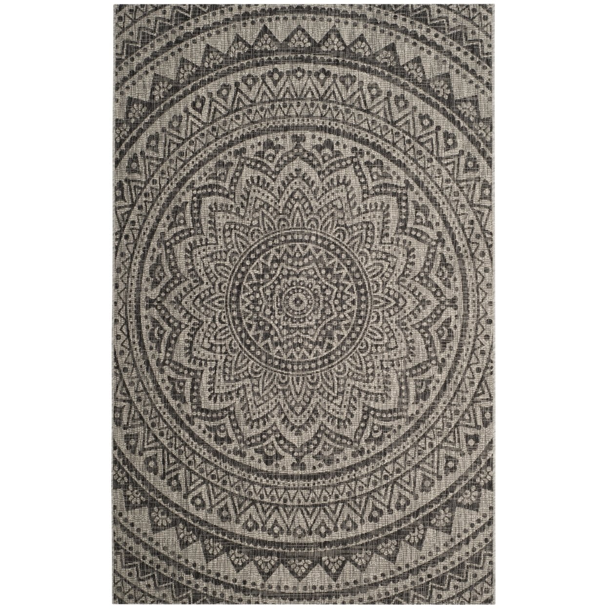 Elysian 3' Square Light Grey & Black Synthetic Area Rug