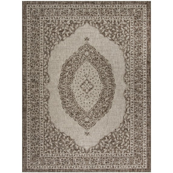 SAFAVIEH Outdoor CY8751-36312 Courtyard Lt Beige / Lt Brown Rug