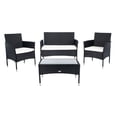 thumbnail image 1 of SAFAVIEH Outdoor Collection Abdul 4-Piece Patio Set Black/Beige, 1 of 8