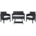 thumbnail image 1 of SAFAVIEH Outdoor Collection Aboka 4-Piece Patio Set Black/Beige, 1 of 8