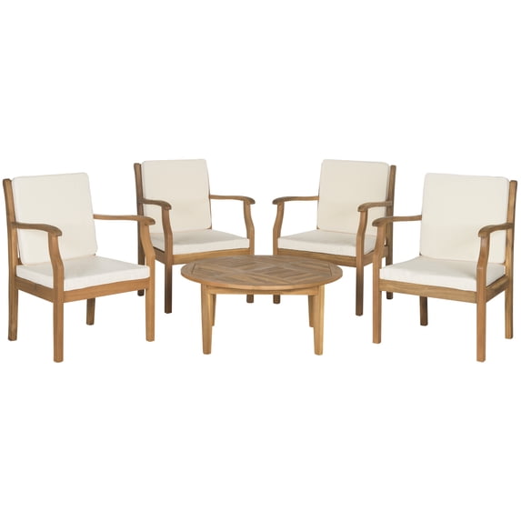 SAFAVIEH Outdoor Collection Anaheim 5-Piece Coffee Set Natural/Beige