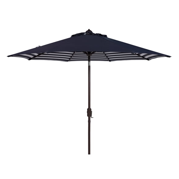 SAFAVIEH Outdoor Collection Athens Inside Out Striped 9-Foot Umbrella Navy/White