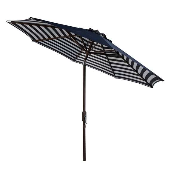 SAFAVIEH Outdoor Collection Athens Inside Out Striped 9-Foot Umbrella Navy/White