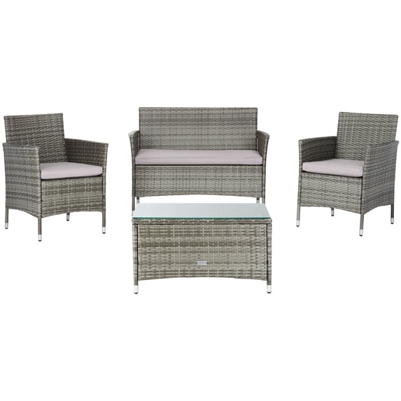 SAFAVIEH Outdoor Collection Bandele 4-Piece Patio Set Grey/Grey
