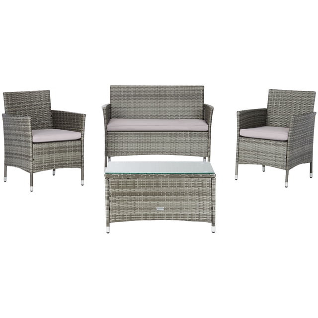 SAFAVIEH Outdoor Collection Bandele 4-Piece Patio Set Grey/Grey