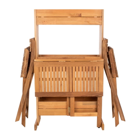 SAFAVIEH Outdoor Collection Barley Flower Shelf 3-Piece Bistro Set Natural