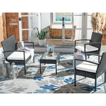 SAFAVIEH Outdoor Collection Bassey 4-Piece Patio Set Black/Beige