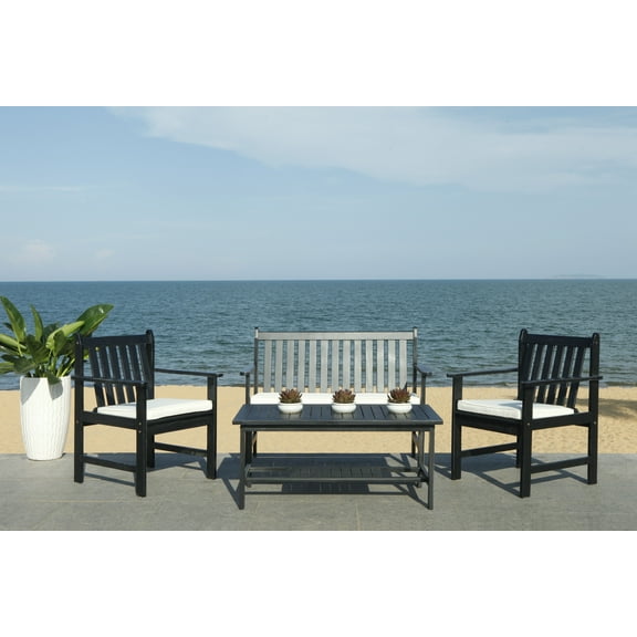 Safavieh Burbank Outdoor Contemporary 4 Piece Living Set with Cushion