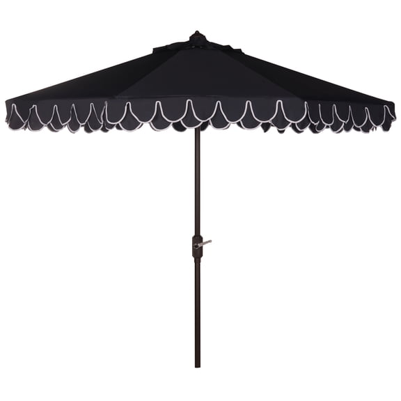 SAFAVIEH Outdoor Collection Elegant Valance 11-Foot Round Umbrella Navy/White