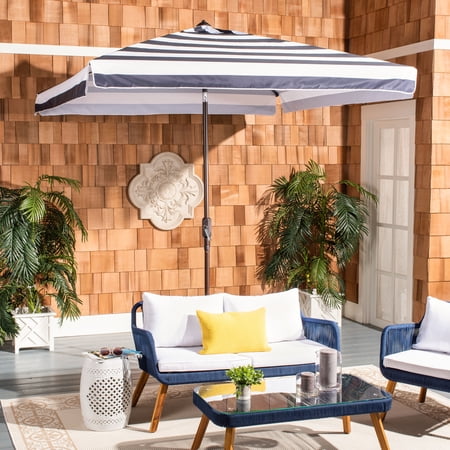 SAFAVIEH Outdoor Collection Elsa Fashion Line 7.5-Foot Square Umbrella Navy/White