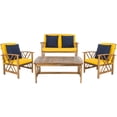 thumbnail image 1 of SAFAVIEH Outdoor Collection Fontana 4-Piece Patio Set Natural/Yellow, 1 of 7