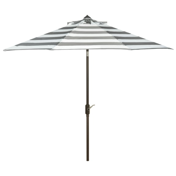 SAFAVIEH Outdoor Collection Iris Fashion Line 11-Foot Round Umbrella Grey/White