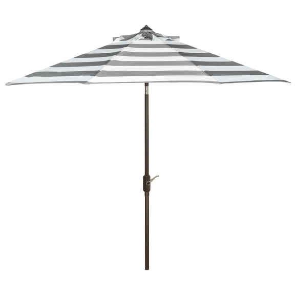 SAFAVIEH Outdoor Collection Iris Fashion Line 11-Foot Round Umbrella Grey/White