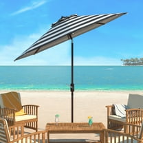 SAFAVIEH Outdoor Collection Iris Fashion Line 9-Foot Tilt Umbrella Black / White