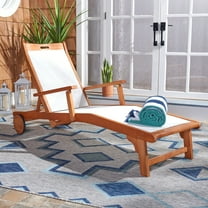 SAFAVIEH Outdoor Collection Kamson Chaise Sunlounger Natural/Beige
