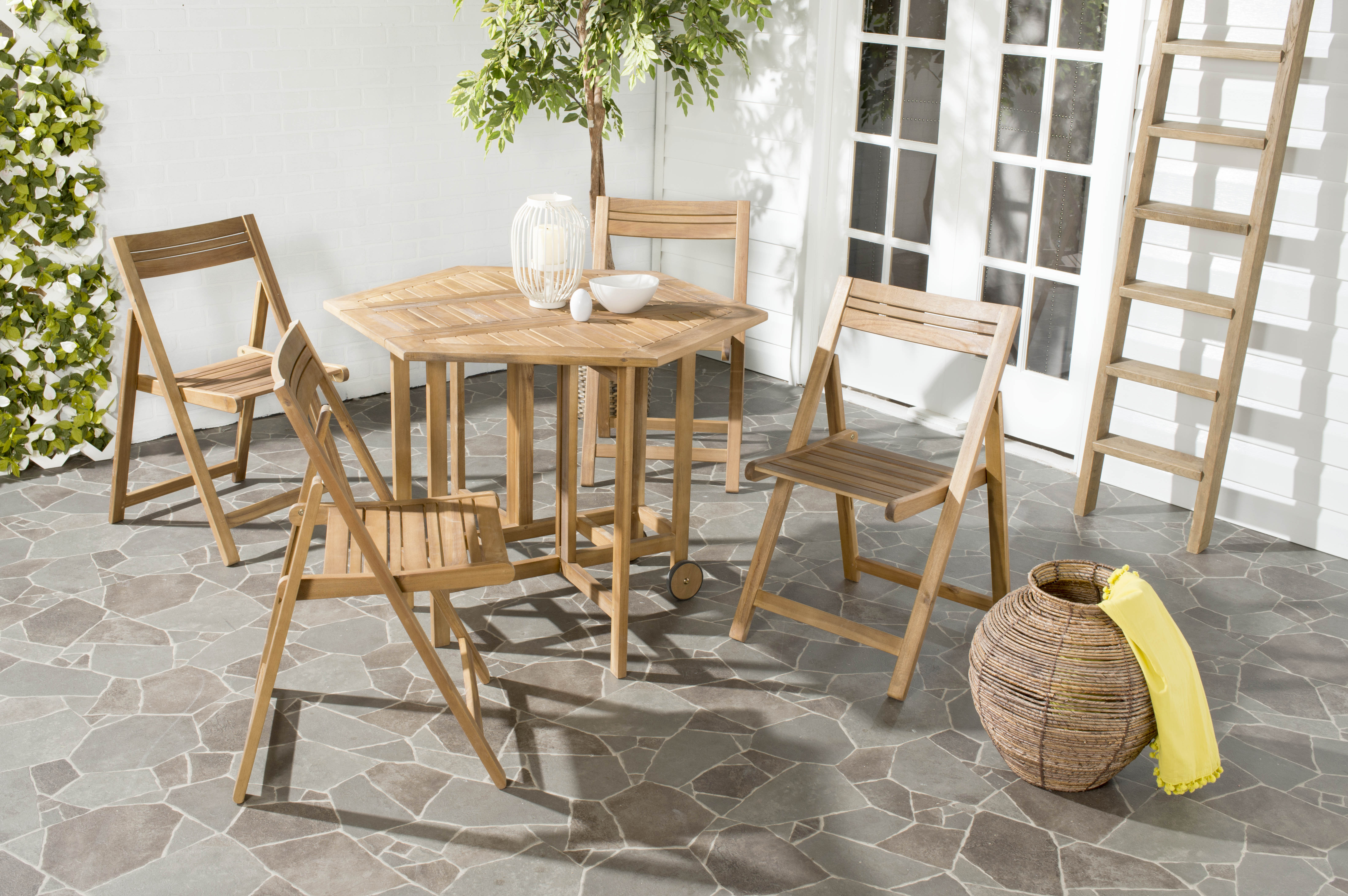SAFAVIEH Outdoor Collection Kerman Table & 4 Chairs Natural - image 1 of 7