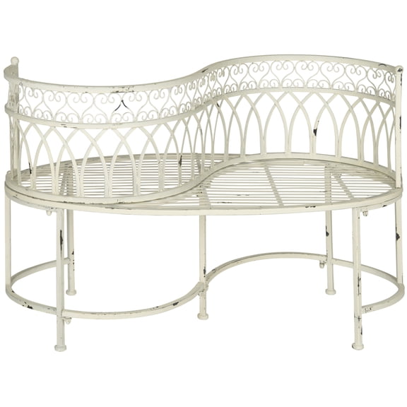 SAFAVIEH Outdoor Collection Lara Kissing Bench Antique White