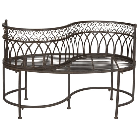 SAFAVIEH Outdoor Collection Lara Kissing Bench Rustic Brown