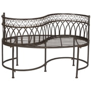 Safavie Patio Lara Kissing Mid Back Iron Bench, Rustic Brown