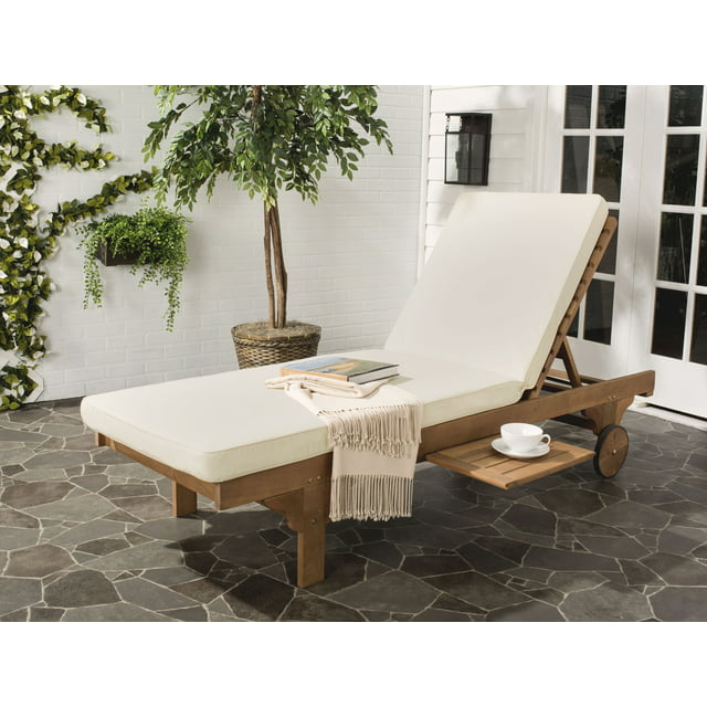 SAFAVIEH Outdoor Collection Newport Chaise Chair & Side Table Natural/Beige