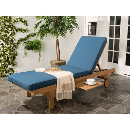 SAFAVIEH Outdoor Collection Newport Chaise Chair & Side Table Natural/Navy