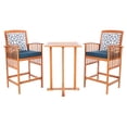 thumbnail image 1 of SAFAVIEH Outdoor Collection Pate 3-Piece Bar Table Bistro Set Natural/Navy/Navy, 1 of 7