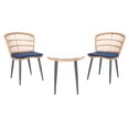thumbnail image 1 of SAFAVIEH Outdoor Collection Prenza 3-Piece Lounger Set Natural/Navy, 1 of 8