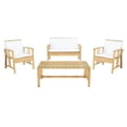 thumbnail image 1 of SAFAVIEH Outdoor Collection Reslor 4-Piece Patio Set Natural/White Cushion, 1 of 8