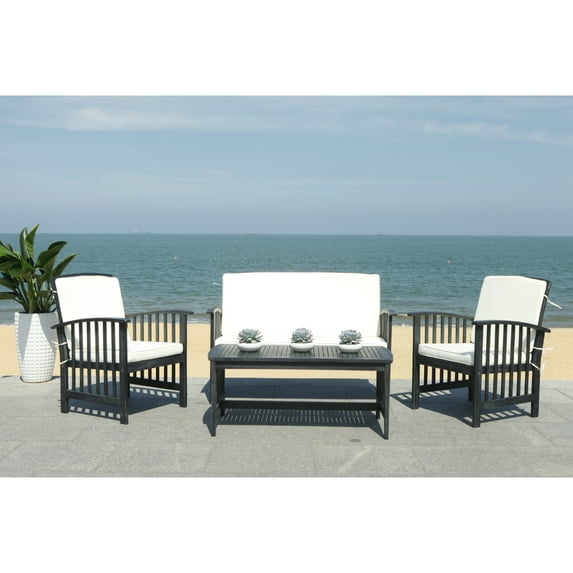 Safavieh Rocklin Outdoor Contemporary 4 Piece Living Set with Cushion