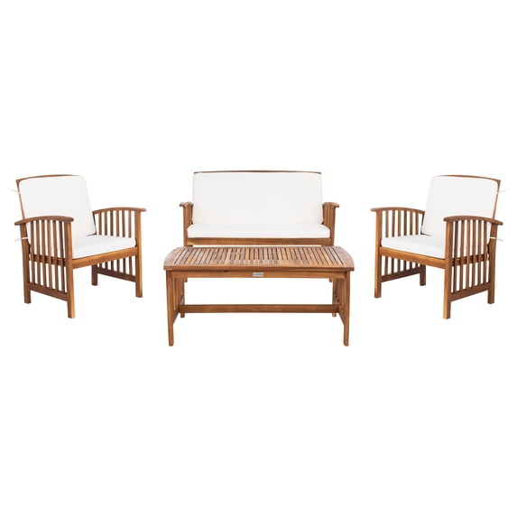 SAFAVIEH Outdoor Collection Rocklin 4-Piece Patio Set Natural/Beige