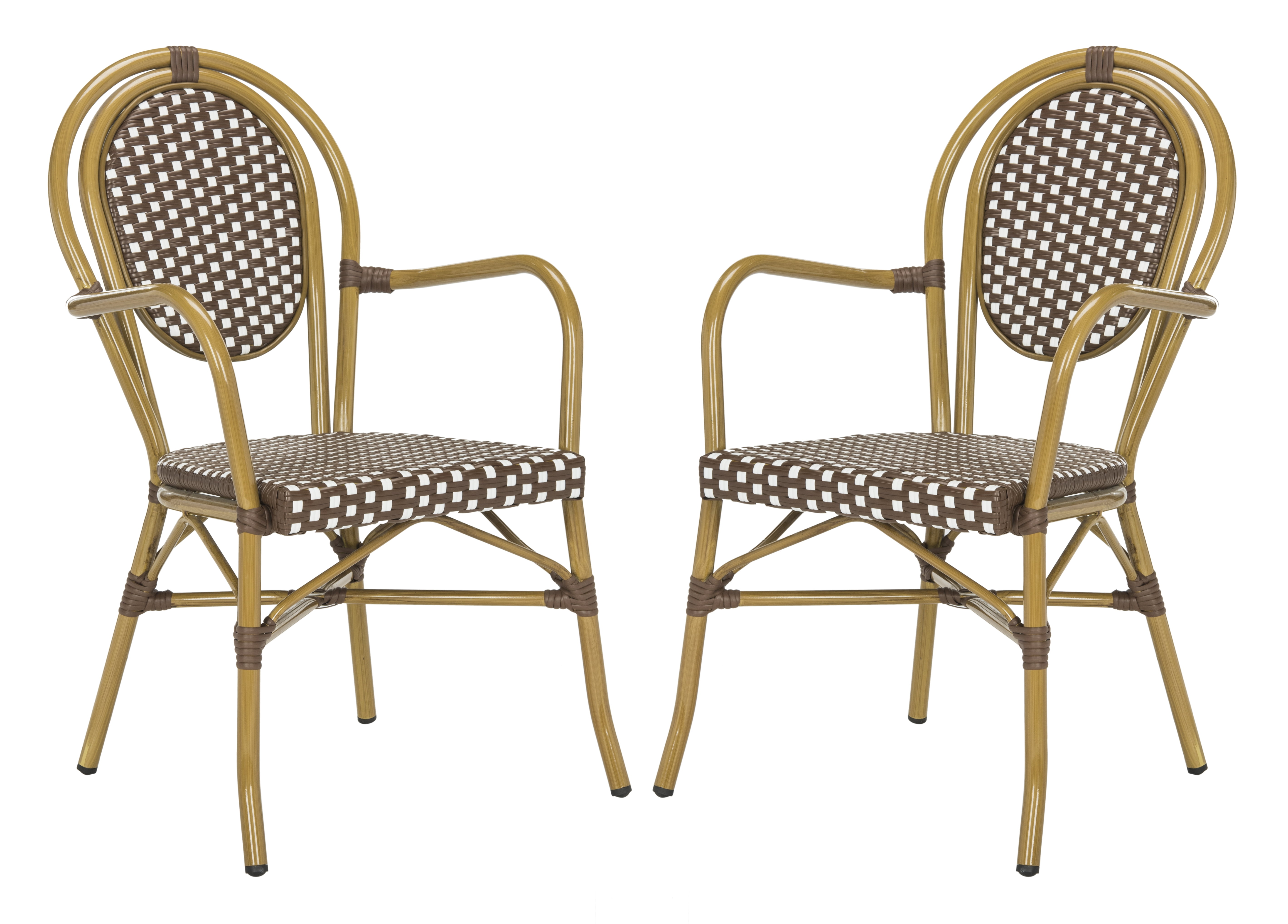 Safavieh Rosen Outdoor Stacking Arm Chair, Set of 2 - Brown/White