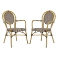 thumbnail image 1 of Safavieh Rosen Outdoor Stacking Arm Chair, Set of 2 - Brown/White, 1 of 10