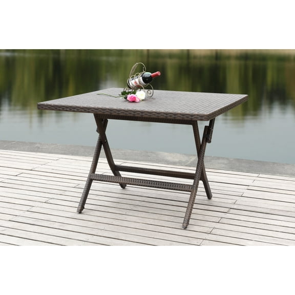 SAFAVIEH Outdoor Collection Samana Square Folding Table, Brown