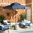 thumbnail image 1 of SAFAVIEH Outdoor Collection Venice 9-Foot Round Double Top Umbrella Navy/White, 1 of 5