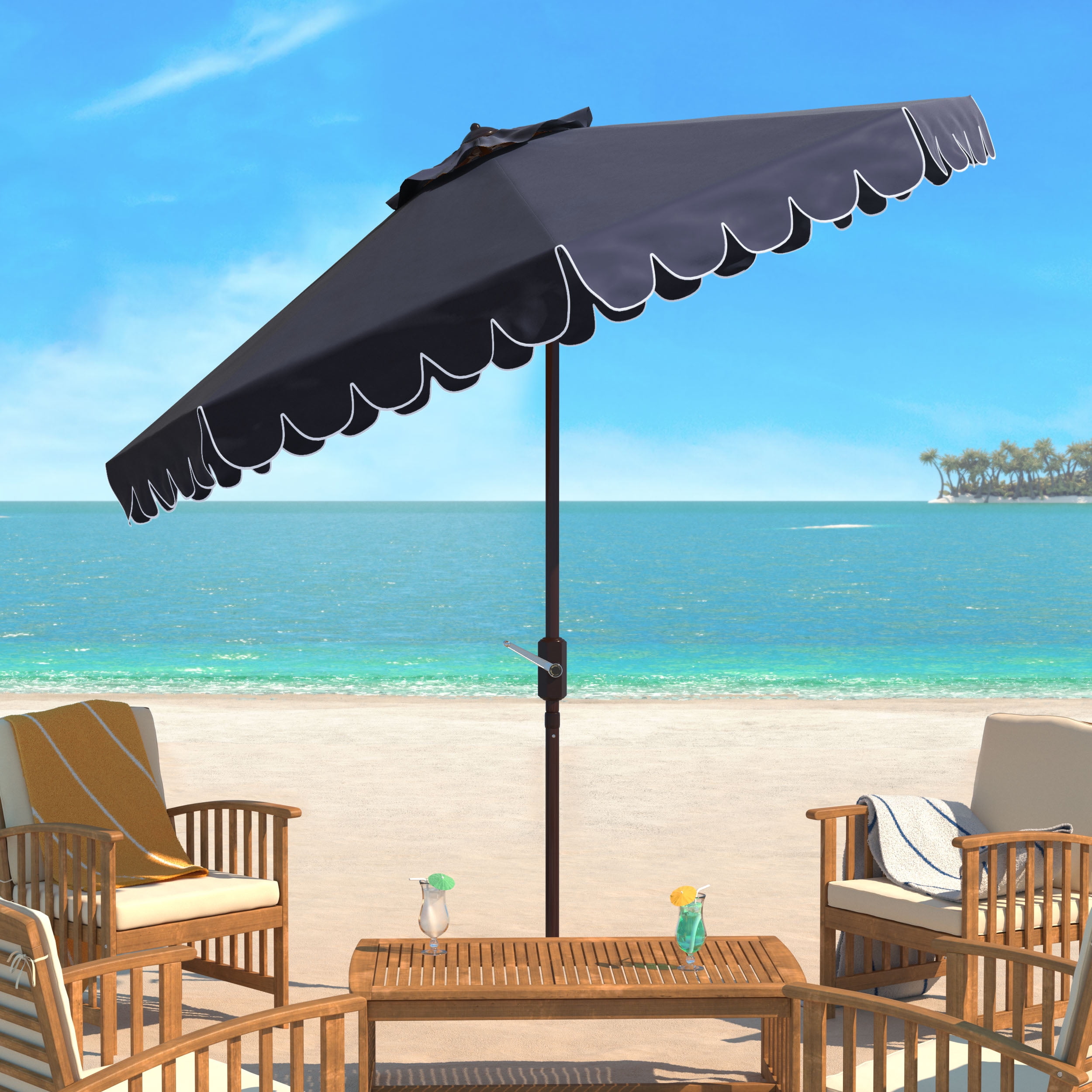 SAFAVIEH Outdoor Collection - Venice 9-Foot Tilt Umbrella, Navy
