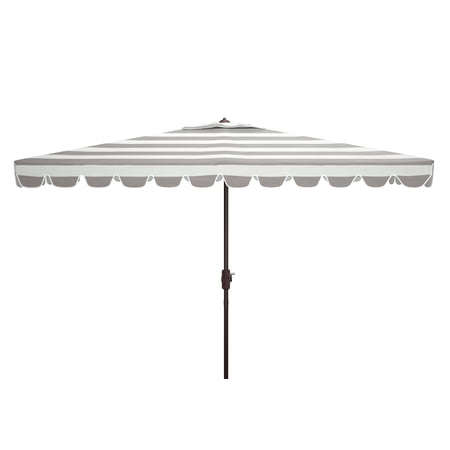 SAFAVIEH Outdoor Collection Vienna 6.5 x 10-Foot Rectangle Umbrella Grey/White