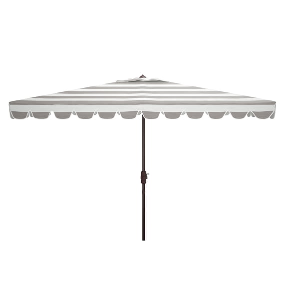 SAFAVIEH Outdoor Collection Vienna 6.5 x 10-Foot Rectangle Umbrella Grey/White