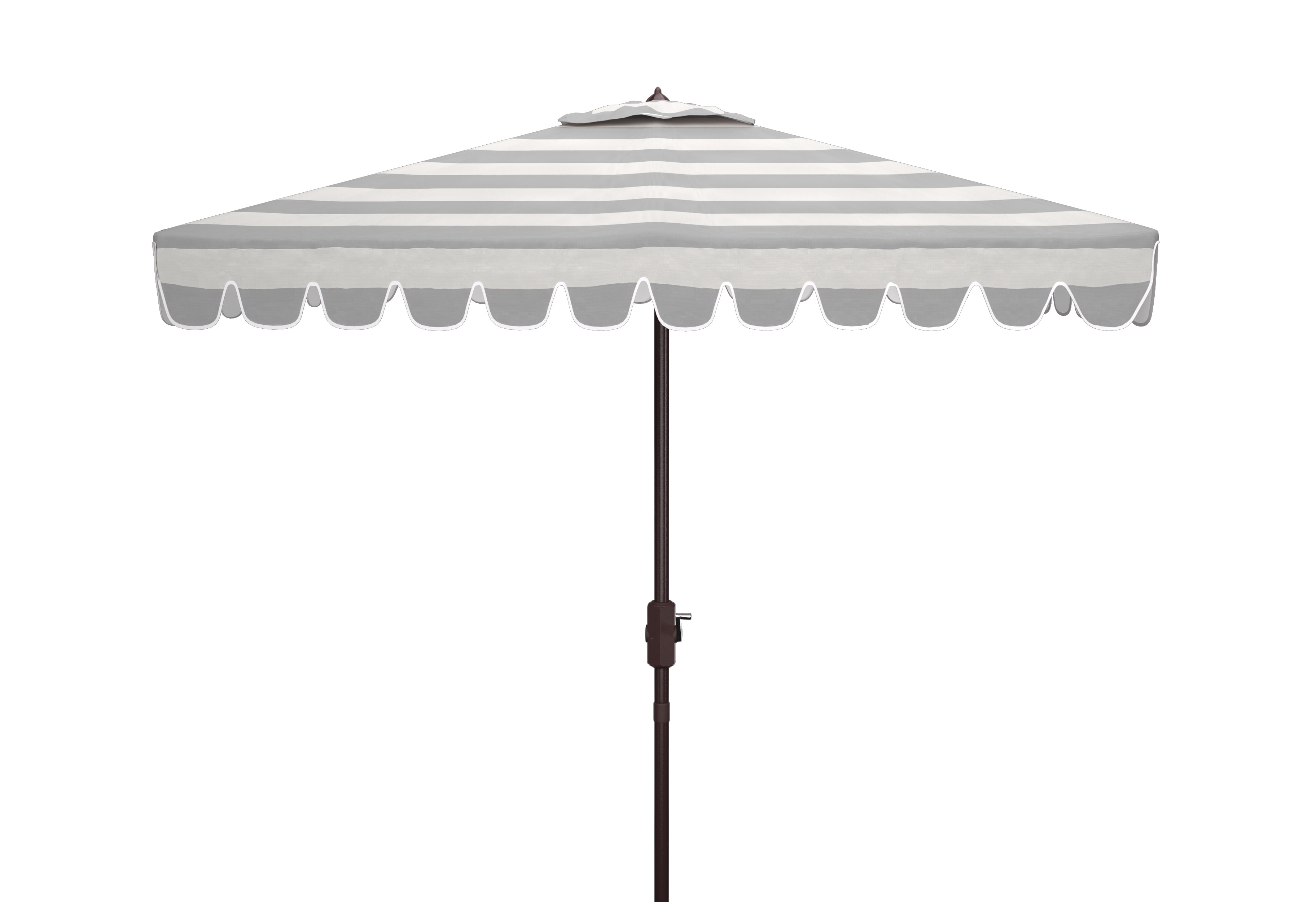7.5 ft black and white patio umbrella Venice 7.5' Square Crank White/Black at least until the sun shifts and cuts your relaxation short SAFAVIEH Outdoor Naima Valance 7.5