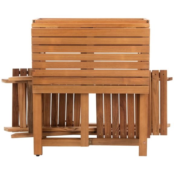 SAFAVIEH Outdoor Collection Walten Flower Shelf 3-Piece Bistro Set Natural