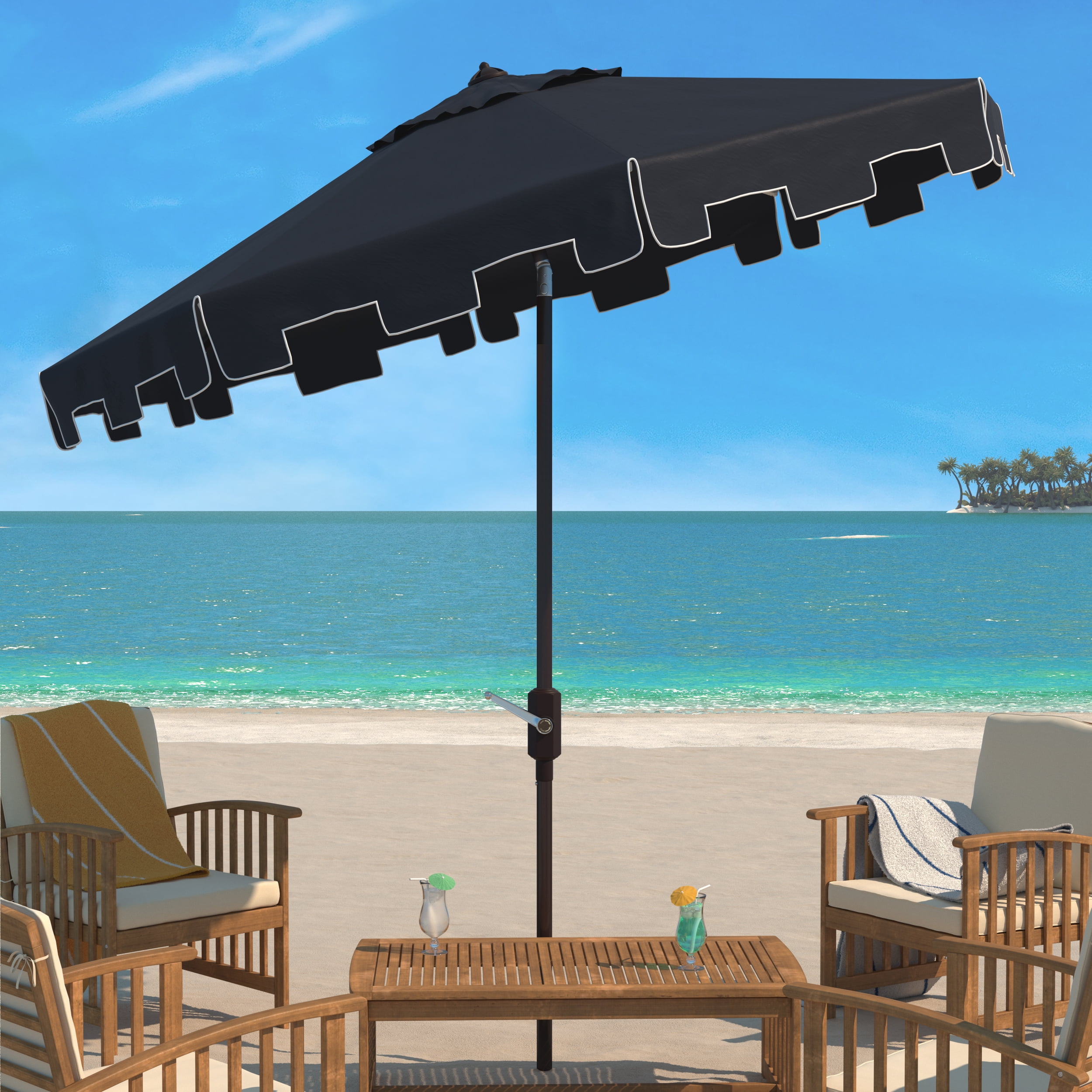 Zimmerman 11-Foot Navy and White Aluminum Market Umbrella