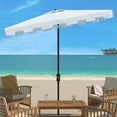 thumbnail image 1 of SAFAVIEH Outdoor Collection Zimmerman 6.5 x 10-Foot Rectangle Market Umbrella White, 1 of 5