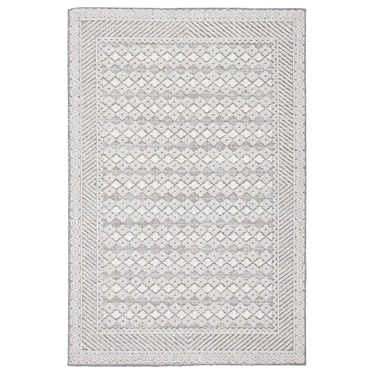 Gray Synthetic Square Indoor/Outdoor Area Rug