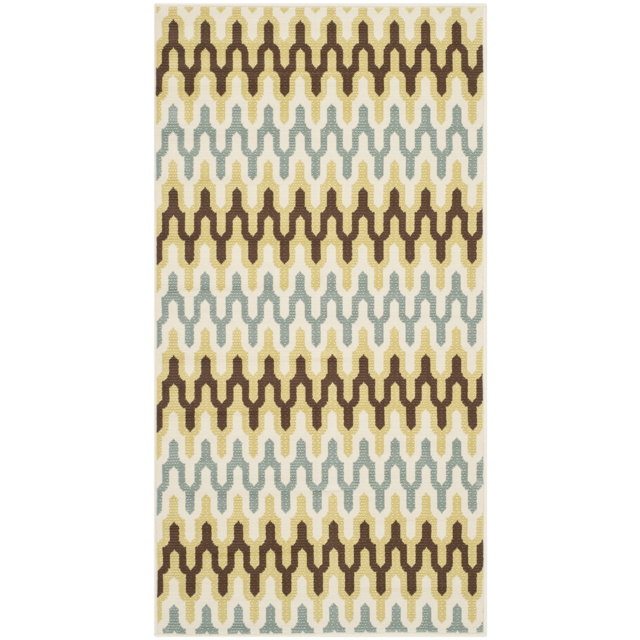 Hampton Green and Light Blue Geometric Outdoor Area Rug